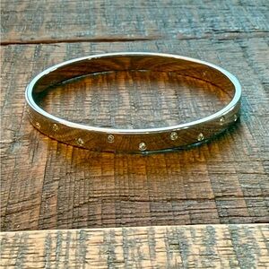 Rhinestone Accent Silver Bangle Bracelet